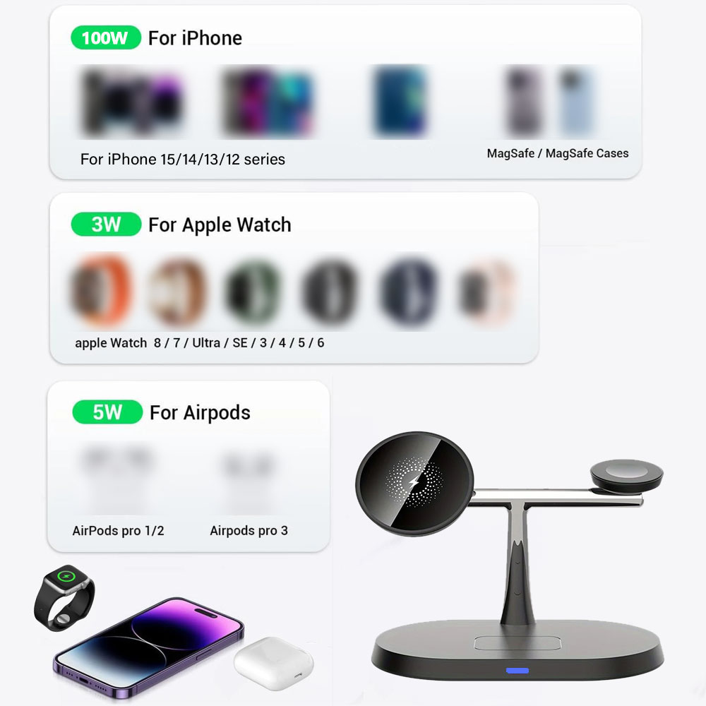 شاحن لاسلكي مغناطيسي 3 في 1 لأ - مراجعة Smartwatch Ac وسعره