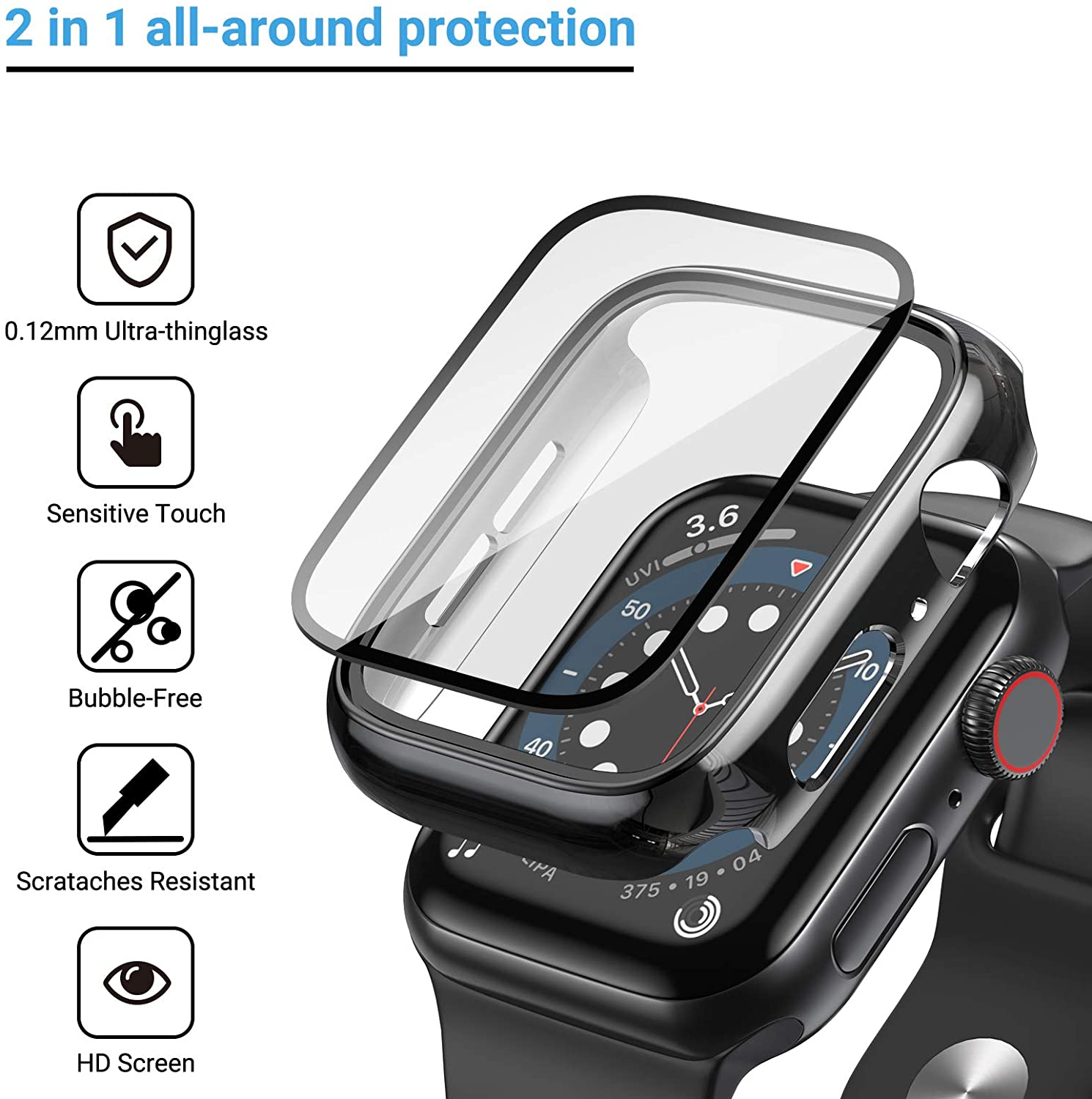 زجاج + غطاء لساعة أبل 44 مللي  - مراجعة Apple Smartwatch Accessories وسعره